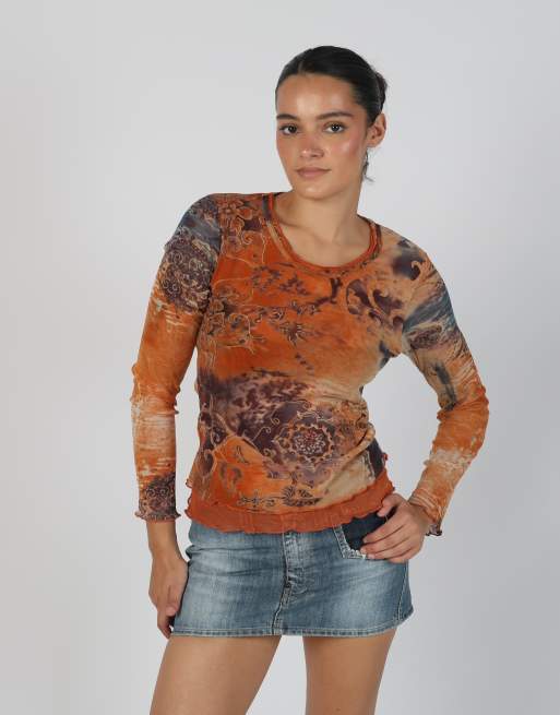 Vintage Made in Italy S long sleeve top in orange
