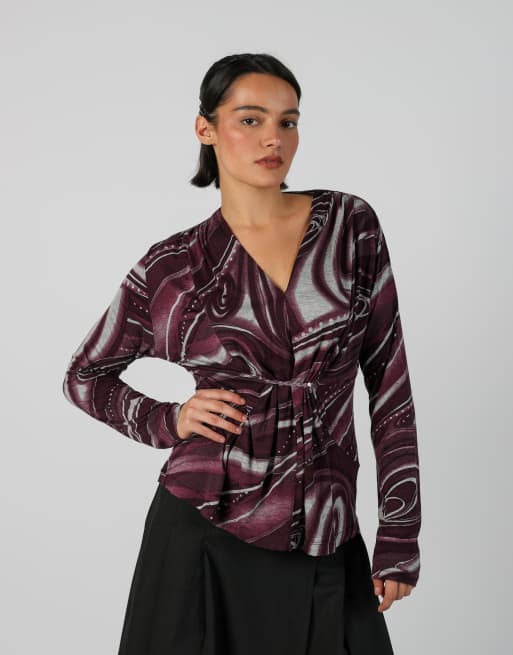 Vintage Made in Italy S long sleeve top in purple, 3 of 4