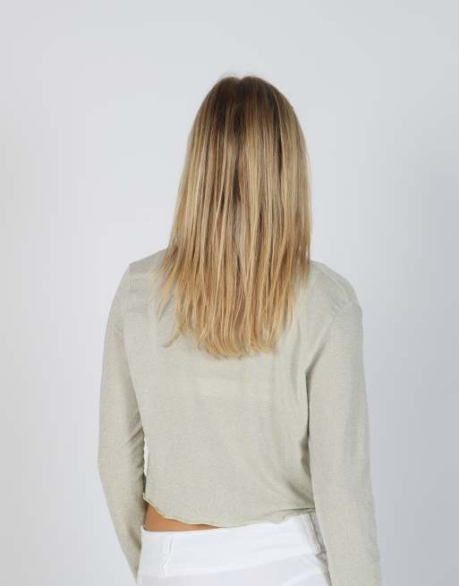 Vintage Made in Italy S long sleeve top in silver, 2 of 4