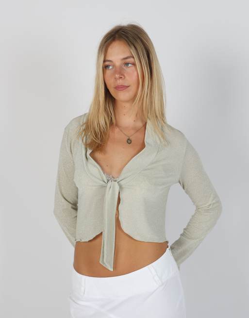 Vintage Made in Italy S long sleeve top in silver, 3 of 4