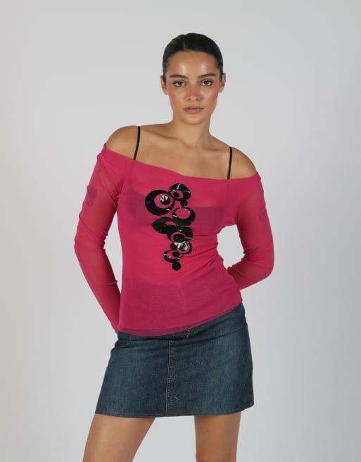 Vintage Made in Italy S mesh top in pink, 3 of 4