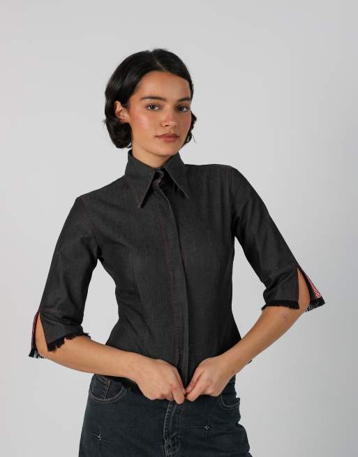 Vintage Made in Italy S shirt in charcoal grey, 1 of 4