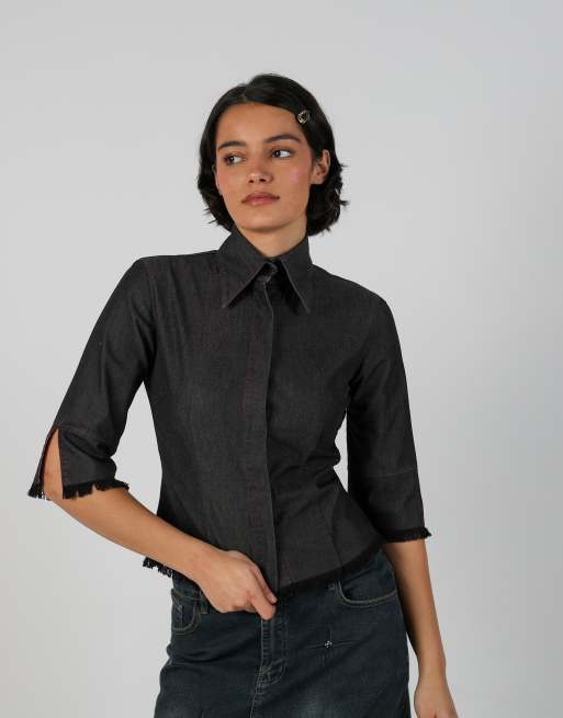 Vintage Made in Italy S shirt in charcoal grey, 3 of 4