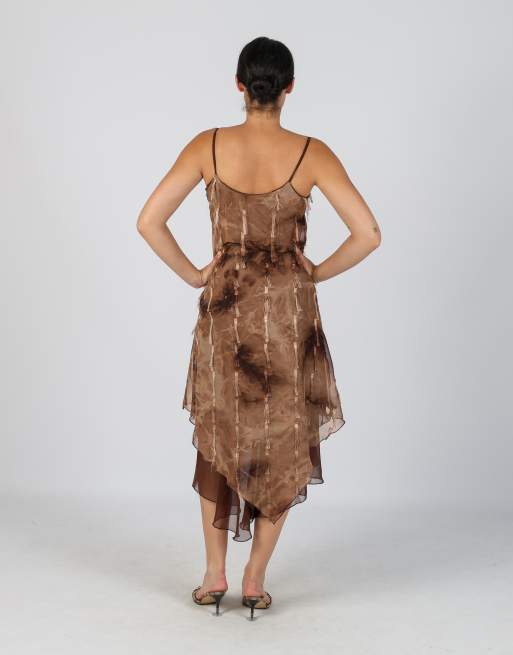 Vintage Made in Italy S woven maxi dress in brown, 3 of 4