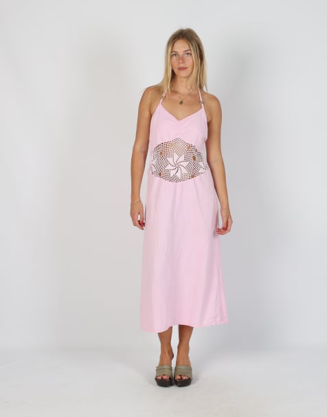 Vintage Made in Italy S woven maxi skirt in baby pink - view 1