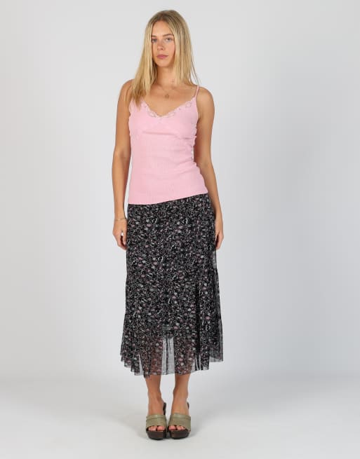 Vintage Made in Italy S woven maxi skirt in black