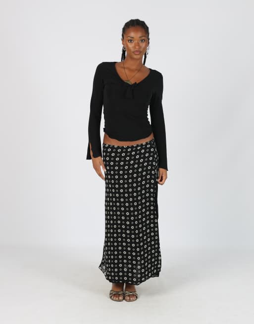 Vintage Made in Italy S woven maxi skirt in black