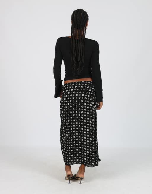 Vintage Made in Italy S woven maxi skirt in black, 3 of 4