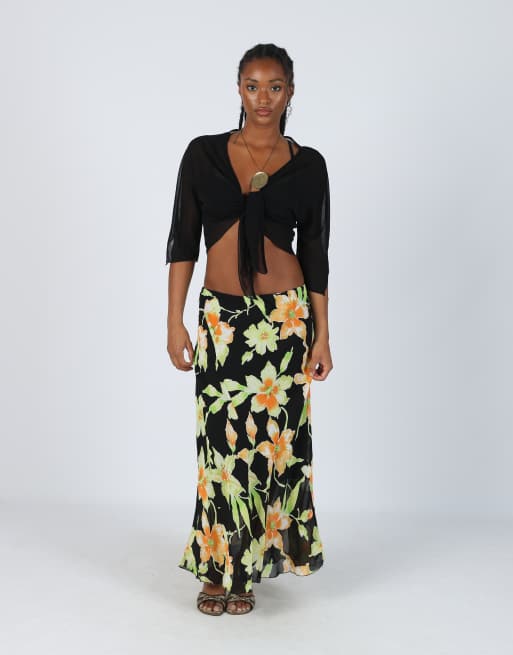 Vintage Made in Italy S woven maxi skirt in black