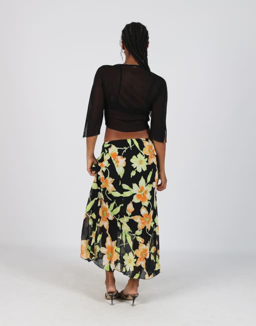 Vintage Made in Italy S woven maxi skirt in black, 3 of 4