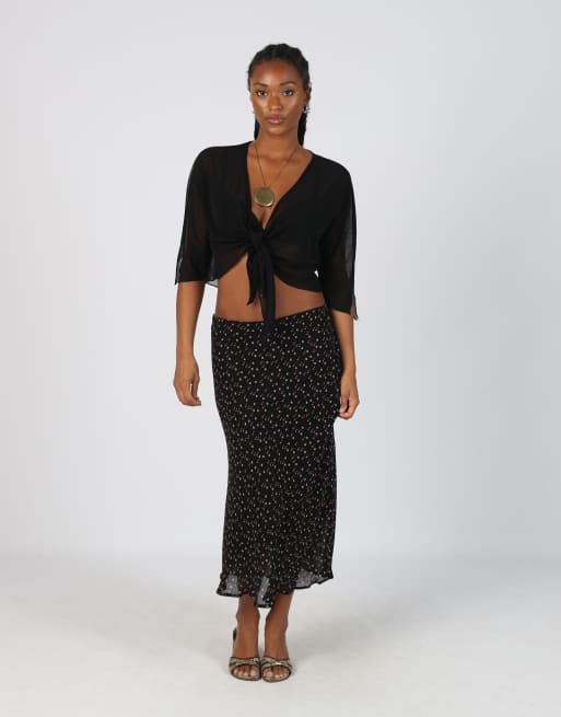 Vintage Made in Italy S woven maxi skirt in black, 1 of 4