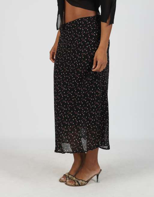 Vintage Made in Italy S woven maxi skirt in black, 2 of 4