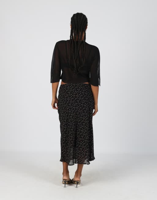 Vintage Made in Italy S woven maxi skirt in black, 3 of 4
