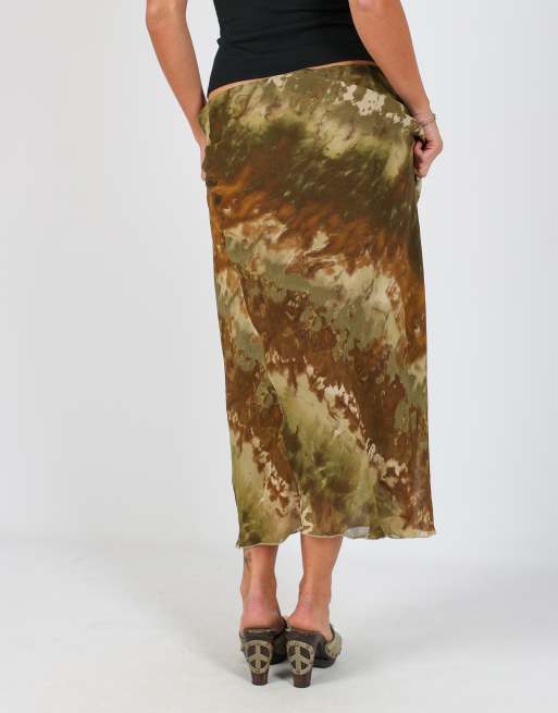 Vintage Made in Italy S woven maxi skirt in dark green, 3 of 4