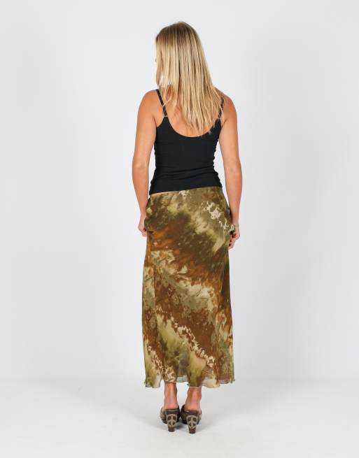 Vintage Made in Italy S woven maxi skirt in dark green, 4 of 4
