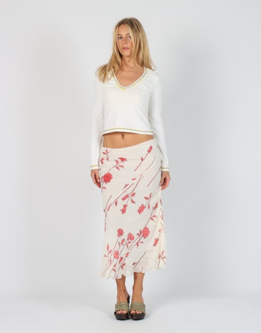 Vintage Made in Italy S woven maxi skirt in ivory