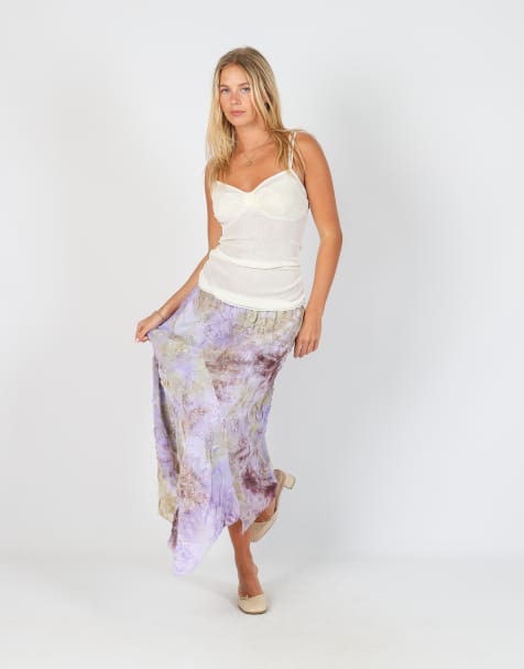 Vintage Made in Italy S woven maxi skirt in lilac purple - view 1
