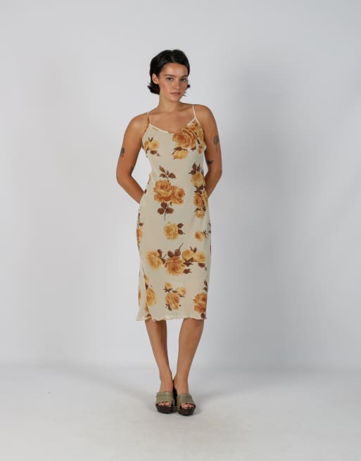 Vintage Made in Italy S woven midi dress in beige, 1 of 4