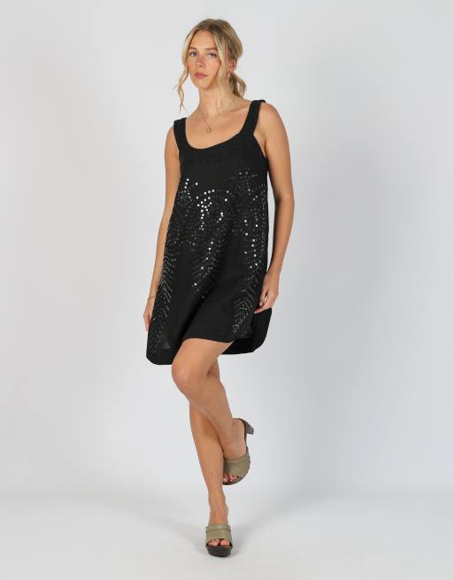 Vintage Made in Italy S woven midi dress in black