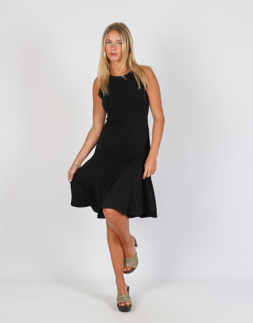 Vintage Made in Italy S woven midi dress in black