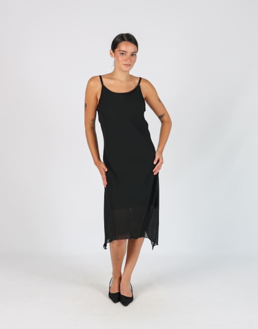 Vintage Made in Italy S woven midi dress in black