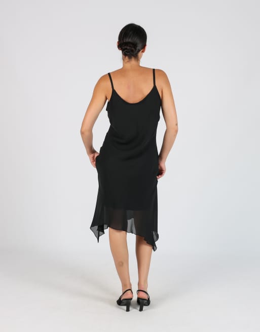 Vintage Made in Italy S woven midi dress in black, 3 of 4