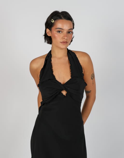 Vintage Made in Italy S woven midi dress in black, 4 of 4