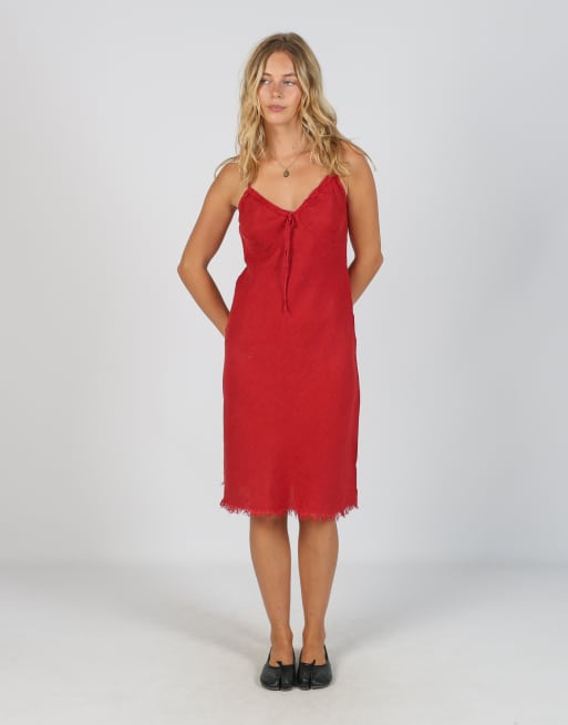 Vintage Made in Italy S woven midi dress in red, 1 of 4