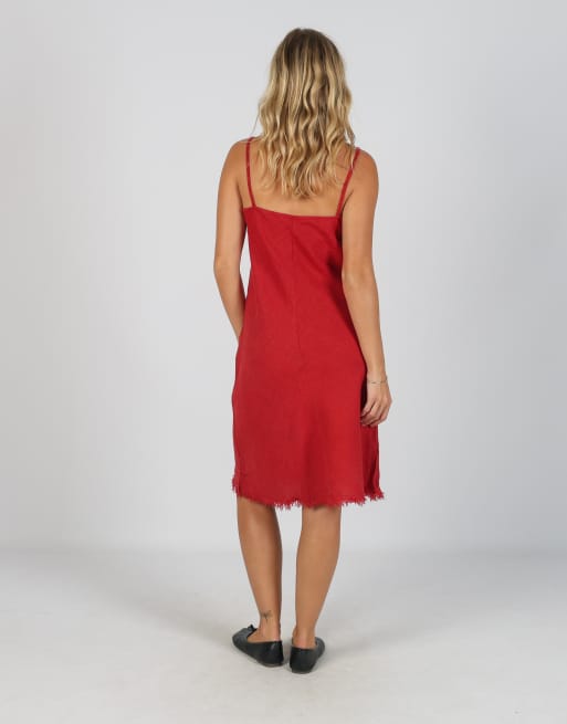 Vintage Made in Italy S woven midi dress in red, 3 of 4