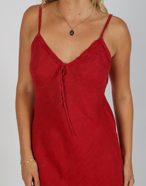 Vintage Made in Italy S woven midi dress in red, 4 of 4