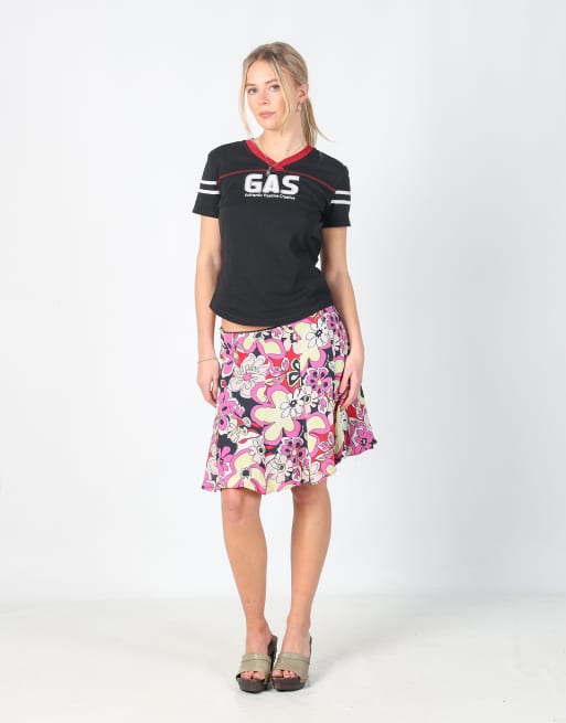 Vintage Made in Italy S woven midi skirt in black