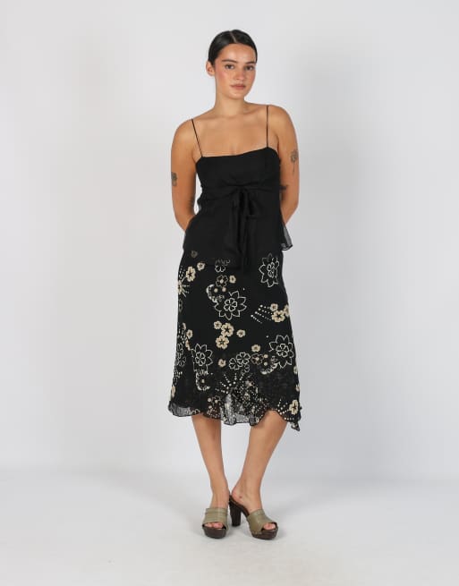 Vintage Made in Italy S woven midi skirt in black, 1 of 4