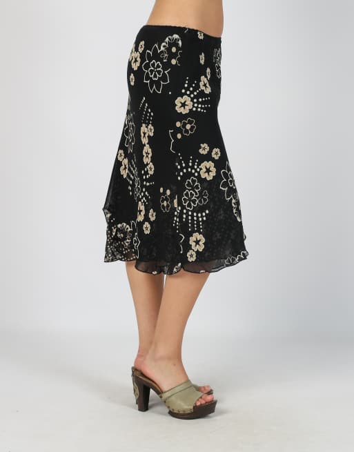 Vintage Made in Italy S woven midi skirt in black, 2 of 4