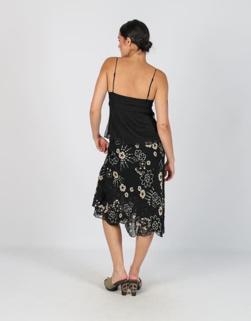 Vintage Made in Italy S woven midi skirt in black, 3 of 4