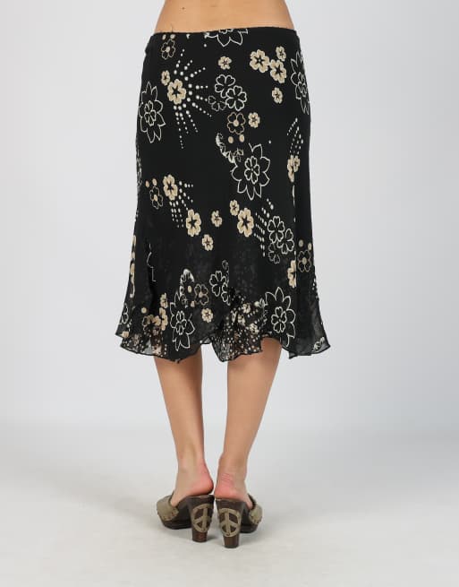 Vintage Made in Italy S woven midi skirt in black, 4 of 4