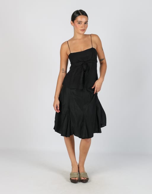 Vintage Made in Italy S woven midi skirt in black, 1 of 4