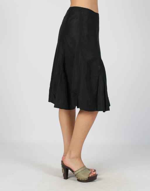 Vintage Made in Italy S woven midi skirt in black, 2 of 4