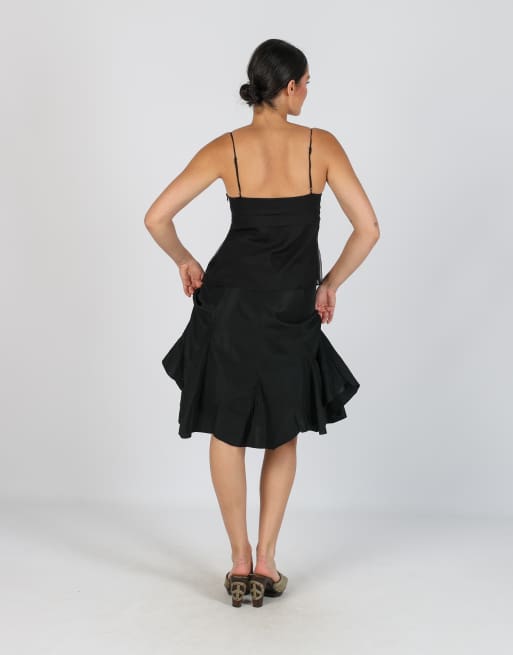 Vintage Made in Italy S woven midi skirt in black, 3 of 4