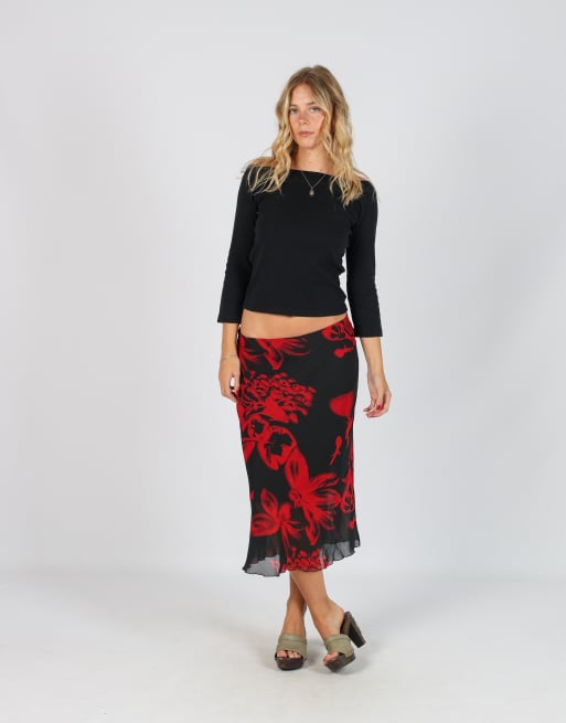 Vintage Made in Italy S woven midi skirt in black, 1 of 4