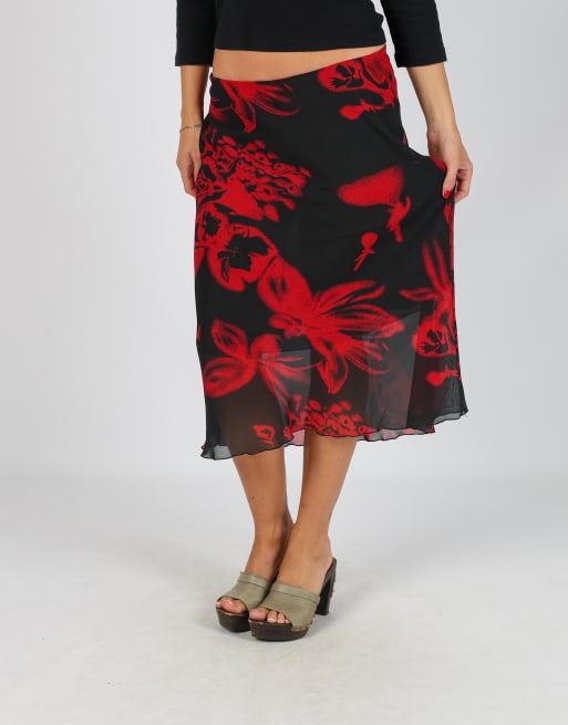 Vintage Made in Italy S woven midi skirt in black, 2 of 4