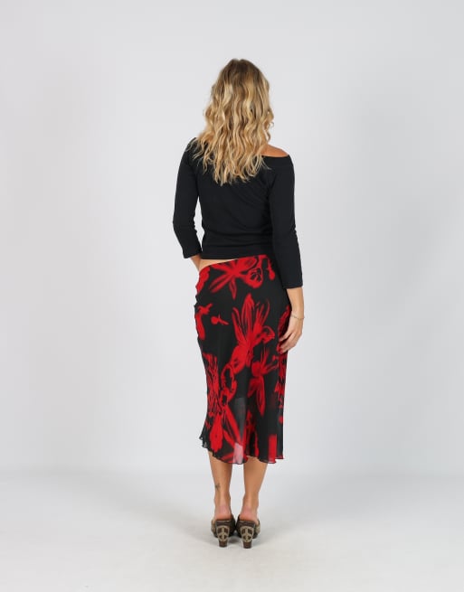 Vintage Made in Italy S woven midi skirt in black, 3 of 4