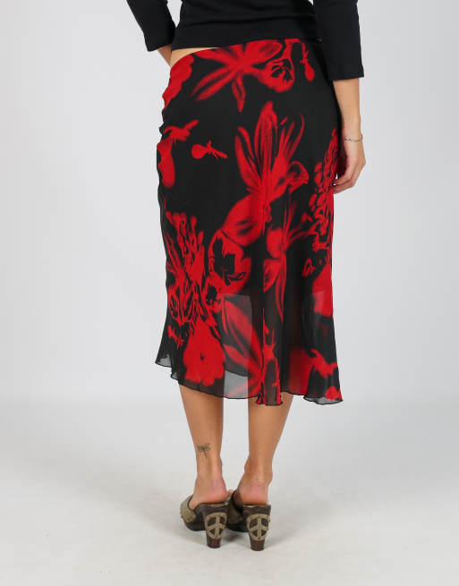 Vintage Made in Italy S woven midi skirt in black, 4 of 4