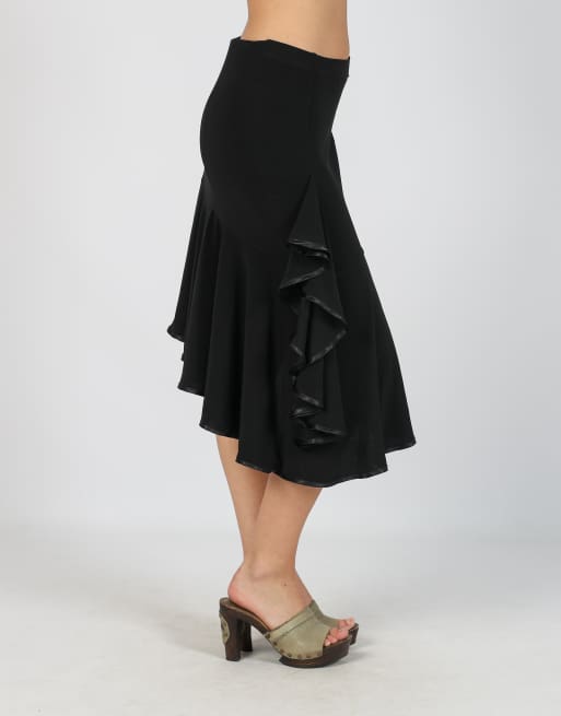 Vintage Made in Italy S woven midi skirt in black, 2 of 4