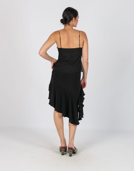 Vintage Made in Italy S woven midi skirt in black, 3 of 4