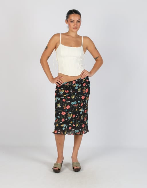 Vintage Made in Italy S woven midi skirt in black, 1 of 4