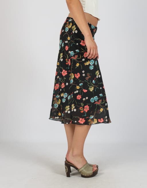 Vintage Made in Italy S woven midi skirt in black, 2 of 4