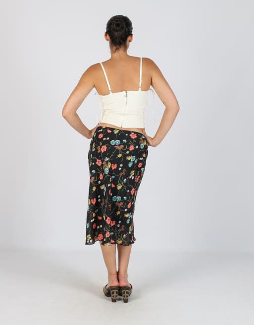 Vintage Made in Italy S woven midi skirt in black, 3 of 4