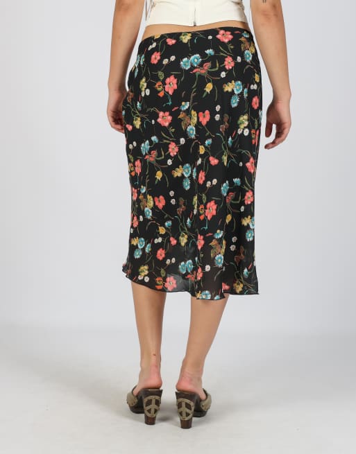 Vintage Made in Italy S woven midi skirt in black, 4 of 4