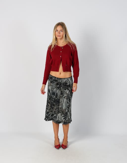 Vintage Made in Italy S woven midi skirt in black, 1 of 4