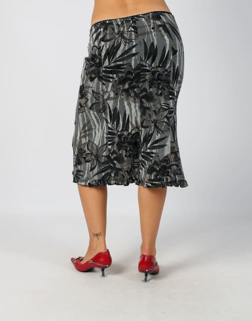 Vintage Made in Italy S woven midi skirt in black, 4 of 4